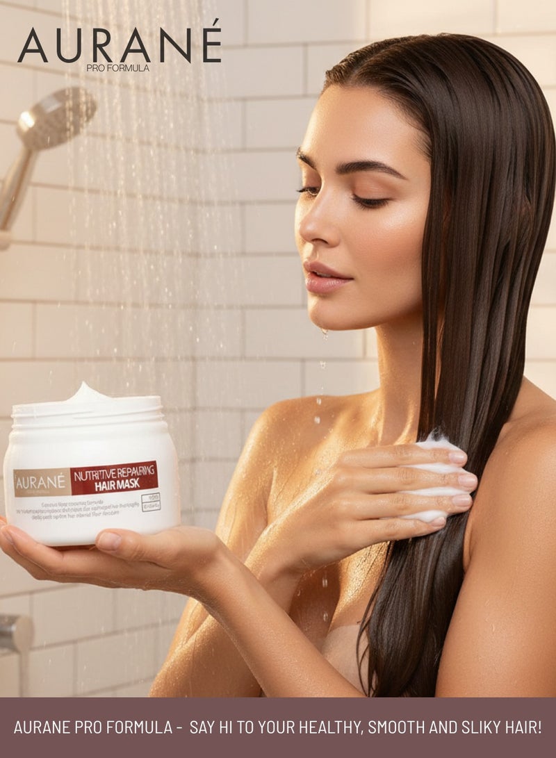 AURANE Nutritive Repair Hair Mask 500ML, Hydrates, Repairs Damage & Adds Shine For Dry & Damaged Hair Medium to Thick Hair Types 17.64 Fl. Oz. - Image 5